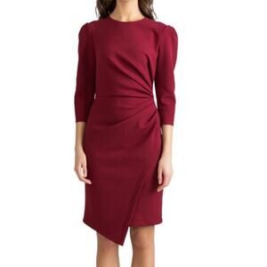 knee length dresses for ladies Lily Red Crepe Draped Mini Dress  Shoshanna